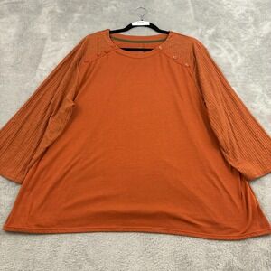 Cuddl Duds Tunic Top Womens‎ 2X Orange Rayon Jersey 3/4 Sleeve Relaxed Capsule
